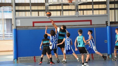 Marc Gordillo al partit de bàsquet infantil Ateneu Montserrat-Vilassar de Mar. Barcelona. 6 de novembre de 2021