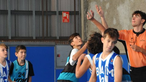 Marc Gordillo al partit de bàsquet infantil Ateneu Montserrat-Vilassar de Mar. Barcelona. 6 de novembre de 2021