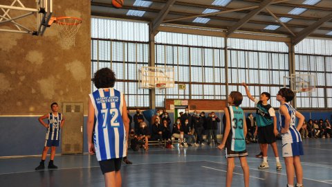 Marc Gordillo al partit de bàsquet infantil Ateneu Montserrat-Vilassar de Mar. Barcelona. 6 de novembre de 2021