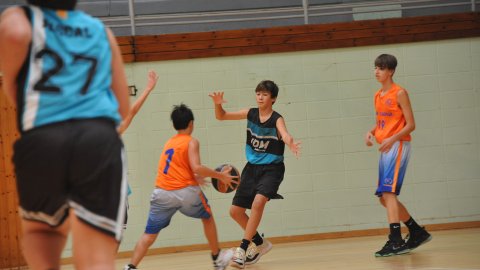 Marc Gordillo al partit de bàsquet infantil Llefià-Vilassar de Mar. Badalona. 16 d'octubre de 2021