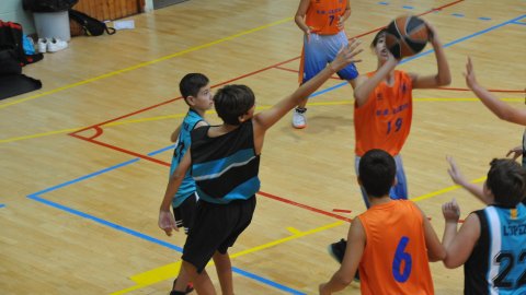 Marc Gordillo al partit de bàsquet infantil Llefià-Vilassar de Mar. Badalona. 16 d'octubre de 2021