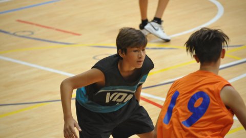 Marc Gordillo al partit de bàsquet infantil Llefià-Vilassar de Mar. Badalona. 16 d'octubre de 2021