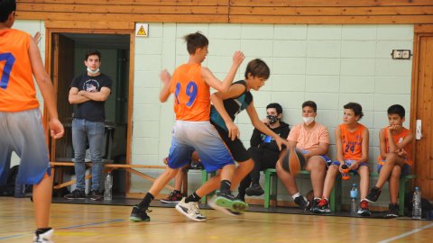 Marc Gordillo al partit de bàsquet infantil Llefià-Vilassar de Mar. Badalona. 16 d'octubre de 2021