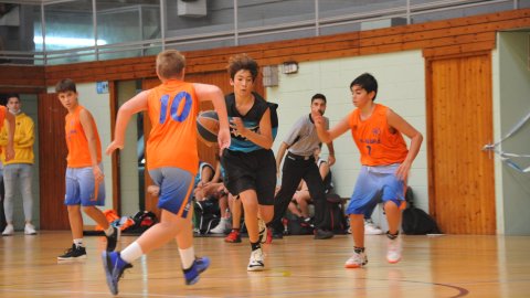 Marc Gordillo al partit de bàsquet infantil Llefià-Vilassar de Mar. Badalona. 16 d'octubre de 2021