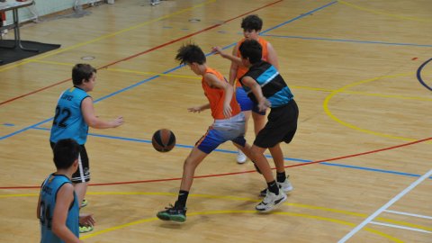 Marc Gordillo al partit de bàsquet infantil Llefià-Vilassar de Mar. Badalona. 16 d'octubre de 2021
