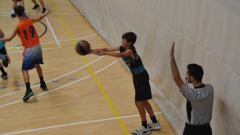 Marc Gordillo al partit de bàsquet infantil Llefià-Vilassar de Mar. Badalona. 16 d'octubre de 2021