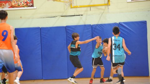 Marc Gordillo al partit de bàsquet infantil Llefià-Vilassar de Mar. Badalona. 16 d'octubre de 2021