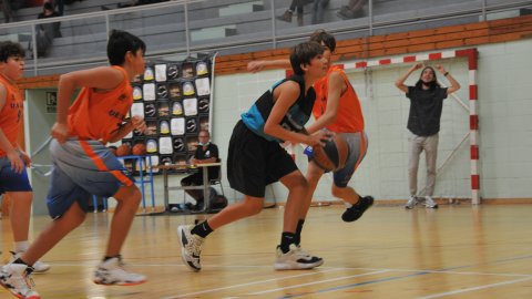Marc Gordillo al partit de bàsquet infantil Llefià-Vilassar de Mar. Badalona. 16 d'octubre de 2021