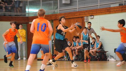 Marc Gordillo al partit de bàsquet infantil Llefià-Vilassar de Mar. Badalona. 16 d'octubre de 2021