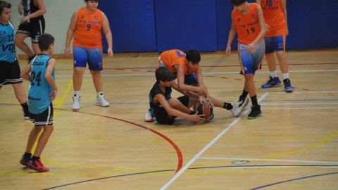 Marc Gordillo al partit de bàsquet infantil Llefià-Vilassar de Mar. Badalona. 16 d'octubre de 2021