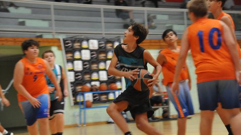 Marc Gordillo al partit de bàsquet infantil Llefià-Vilassar de Mar. Badalona. 16 d'octubre de 2021
