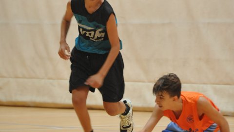 Marc Gordillo al partit de bàsquet infantil Llefià-Vilassar de Mar. Badalona. 16 d'octubre de 2021