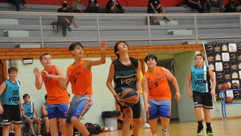 Marc Gordillo al partit de bàsquet infantil Llefià-Vilassar de Mar. Badalona. 16 d'octubre de 2021