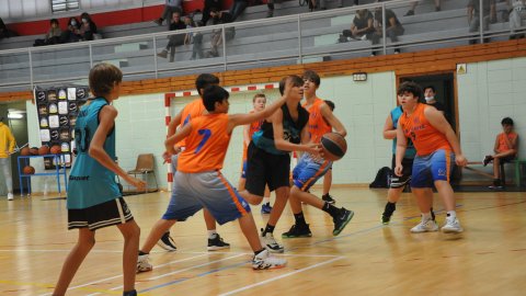 Marc Gordillo al partit de bàsquet infantil Llefià-Vilassar de Mar. Badalona. 16 d'octubre de 2021