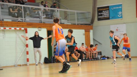 Marc Gordillo al partit de bàsquet infantil Llefià-Vilassar de Mar. Badalona. 16 d'octubre de 2021