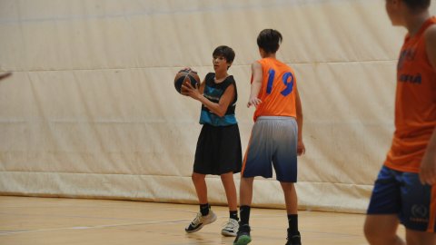 Marc Gordillo al partit de bàsquet infantil Llefià-Vilassar de Mar. Badalona. 16 d'octubre de 2021