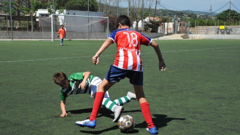 Marc Gordillo al partit de futbol infantil Vilassar de Mar-Teià. Vilassar de Mar. Abril de 2021