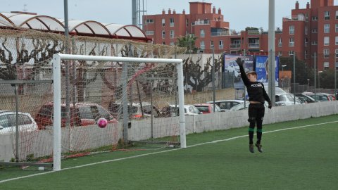 Marc Gordillo al partit de futbol aleví Vilassar de Mar-Vilassar de Dalt. Vilassar de Mar. Febrer de 2020