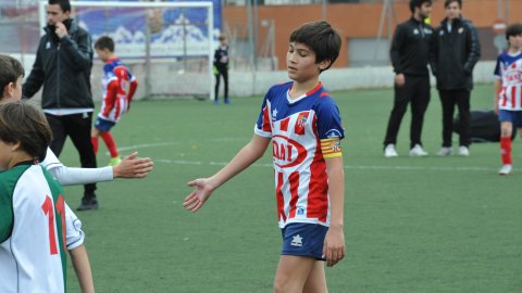 Marc Gordillo al partit de futbol aleví Vilassar de Mar-Vilassar de Dalt. Vilassar de Mar. Febrer de 2020