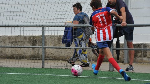 Marc Gordillo al partit de futbol aleví Pla d'en Boet-Vilassar de Mar. Mataró. 21 de setembre de 2019