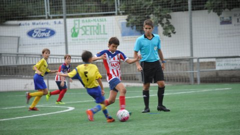 Marc Gordillo al partit de futbol aleví Pla d'en Boet-Vilassar de Mar. Mataró. 21 de setembre de 2019