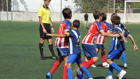 Marc Gordillo al partit de futbol aleví Vilassar de Mar-Europa. Vilassar de Mar. 22 de setembre de 2019