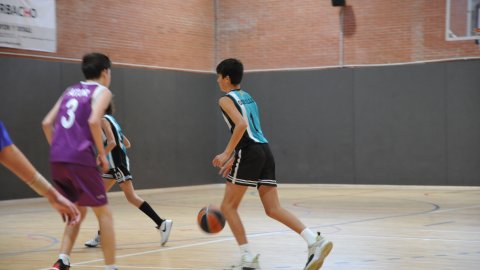 Marc Gordillo, al partit de bàsquet infantil ASME-Vilassar de Mar (10-60). Barcelona. 11 de desembre de 2021