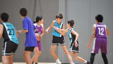 Marc Gordillo, al partit de bàsquet infantil ASME-Vilassar de Mar (10-60). Barcelona. 11 de desembre de 2021