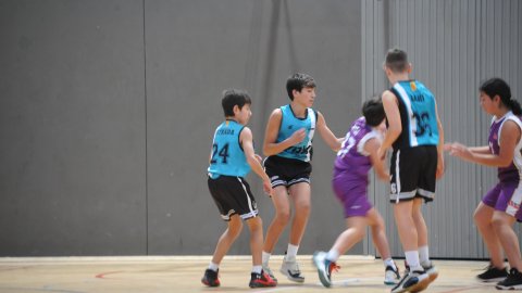 Marc Gordillo, al partit de bàsquet infantil ASME-Vilassar de Mar (10-60). Barcelona. 11 de desembre de 2021
