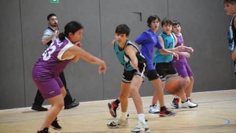 Marc Gordillo, al partit de bàsquet infantil ASME-Vilassar de Mar (10-60). Barcelona. 11 de desembre de 2021