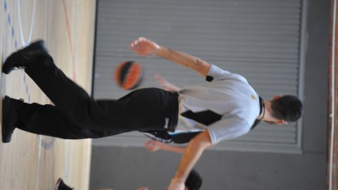 Marc Gordillo, al partit de bàsquet infantil ASME-Vilassar de Mar (10-60). Barcelona. 11 de desembre de 2021
