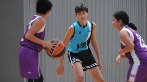 Marc Gordillo, al partit de bàsquet infantil ASME-Vilassar de Mar. Barcelona. 11 de desembre de 2021