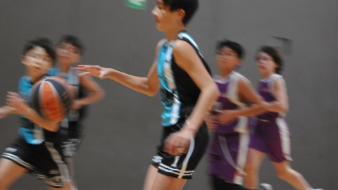Marc Gordillo, al partit de bàsquet infantil ASME-Vilassar de Mar. Barcelona. 11 de desembre de 2021