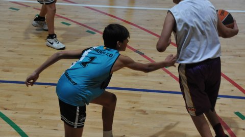 Marc Gordillo, al partit de bàsquet infantil ASME-Vilassar de Mar. Barcelona. 11 de desembre de 2021