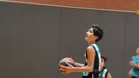 Marc Gordillo, al partit de bàsquet infantil ASME-Vilassar de Mar. Barcelona. 11 de desembre de 2021