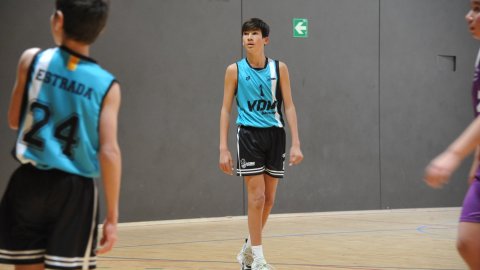 Marc Gordillo, al partit de bàsquet infantil ASME-Vilassar de Mar. Barcelona. 11 de desembre de 2021