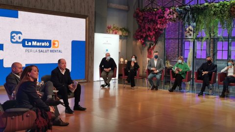 Presentació de La Marató de TV3 i Catalunya Ràdio dedicada a la salut mental, al plató de TV3. Sant Joan Despí. 15 de desembre de 2021