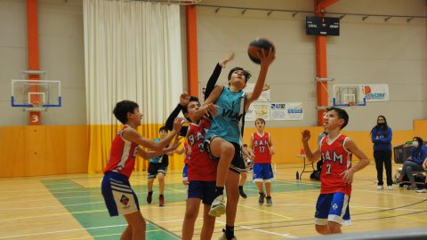 Marc Gordillo al partit de bàsquet infantil Vilassar de Mar-Ateneu Montserrat (58-50). Vilassar de Mar. 18 de desembre de 2021