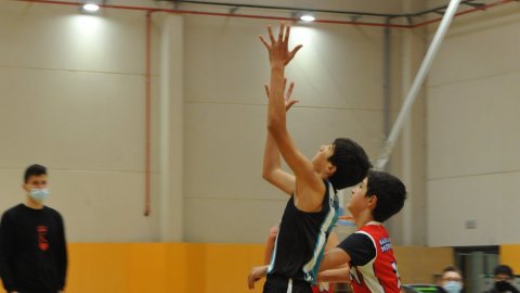 Marc Gordillo al partit de bàsquet infantil Vilassar de Mar-Ateneu Montserrat (58-50). Vilassar de Mar. 18 de desembre de 2021