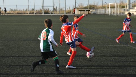 Marc Gordillo, a l’equip de futbol benjamí de la UE Vilassar de Mar. Partit Vilassar de Dalt-Vilassar de Mar. Any 2017. Foto: Saül Gordillo
