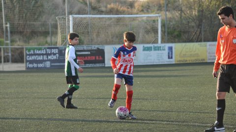 Marc Gordillo, a l’equip de futbol benjamí de la UE Vilassar de Mar. Partit Vilassar de Dalt-Vilassar de Mar. Any 2017. Foto: Saül Gordillo