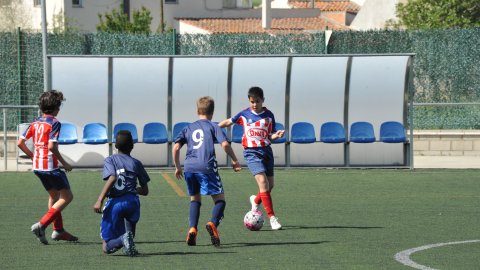 Marc Gordillo, al torneig de futbol de Llagostera, amb l'equip aleví de la UE Vilassar de Mar. Març de 2019