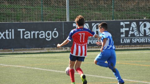 Marc Gordillo, al torneig de futbol de Llagostera, amb l'equip aleví de la UE Vilassar de Mar. Març de 2019