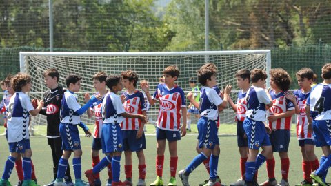 Marc Gordillo, al torneig de futbol de Llagostera, amb l'equip aleví de la UE Vilassar de Mar. Març de 2019. Foto: Saül Gordillo