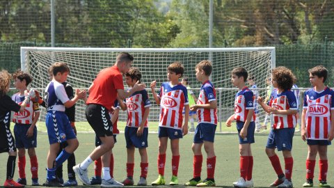 Marc Gordillo, al torneig de futbol de Llagostera, amb l'equip aleví de la UE Vilassar de Mar. Març de 2019. Foto: Saül Gordillo