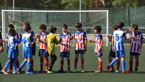 Marc Gordillo, al torneig de futbol de Llagostera, amb l'equip aleví de la UE Vilassar de Mar. Març de 2019. Foto: Saül Gordillo
