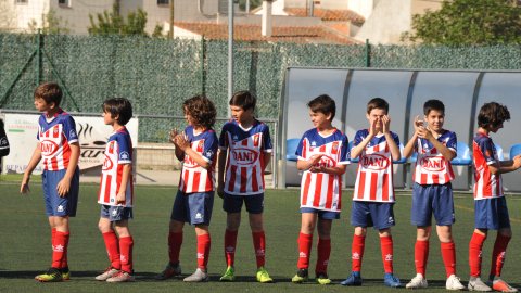 Marc Gordillo, al torneig de futbol de Llagostera, amb l'equip aleví de la UE Vilassar de Mar. Març de 2019. Foto: Saül Gordillo