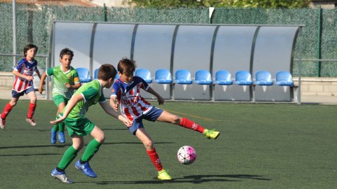 Marc Gordillo, al torneig de futbol de Llagostera, amb l'equip aleví de la UE Vilassar de Mar. Març de 2019. Foto: Saül Gordillo