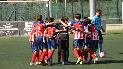 Marc Gordillo, al torneig de futbol de Llagostera, amb l'equip aleví de la UE Vilassar de Mar. Març de 2019. Foto: Saül Gordillo