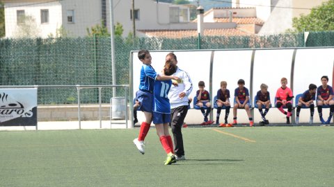 Marc Gordillo, al torneig de futbol de Llagostera, amb l'equip aleví de la UE Vilassar de Mar. Març de 2019. Foto: Saül Gordillo